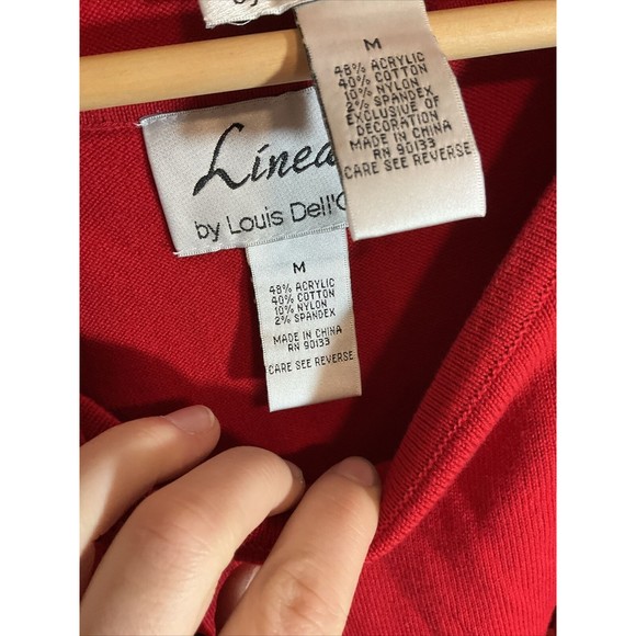 Linea Louis Dell’olio Women’s M Cardigan And Shirt Combo Red Sequin Art to Wear - Picture 6 of 12